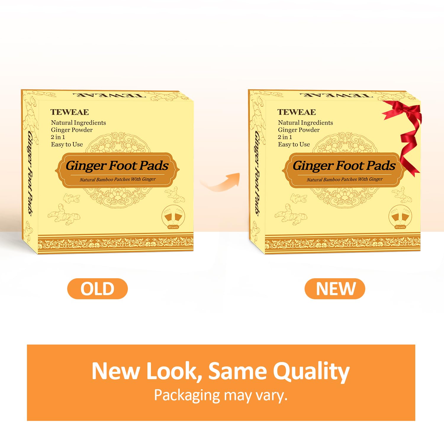 TEWEAE ginger foot pads adhesive sheet demonstrating stay-in-place support