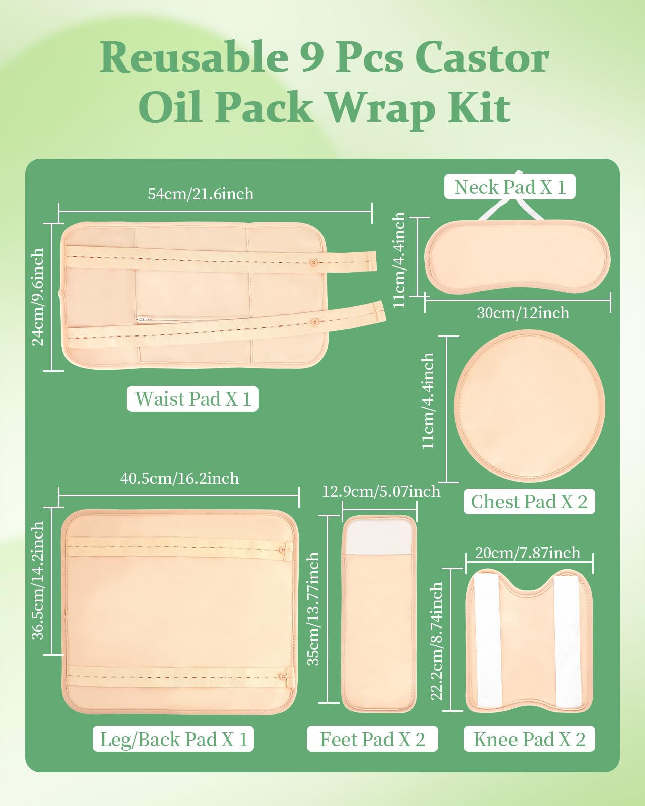 Texpot Castor Oil Pack Wrap back/leg, secure fit for extended wear