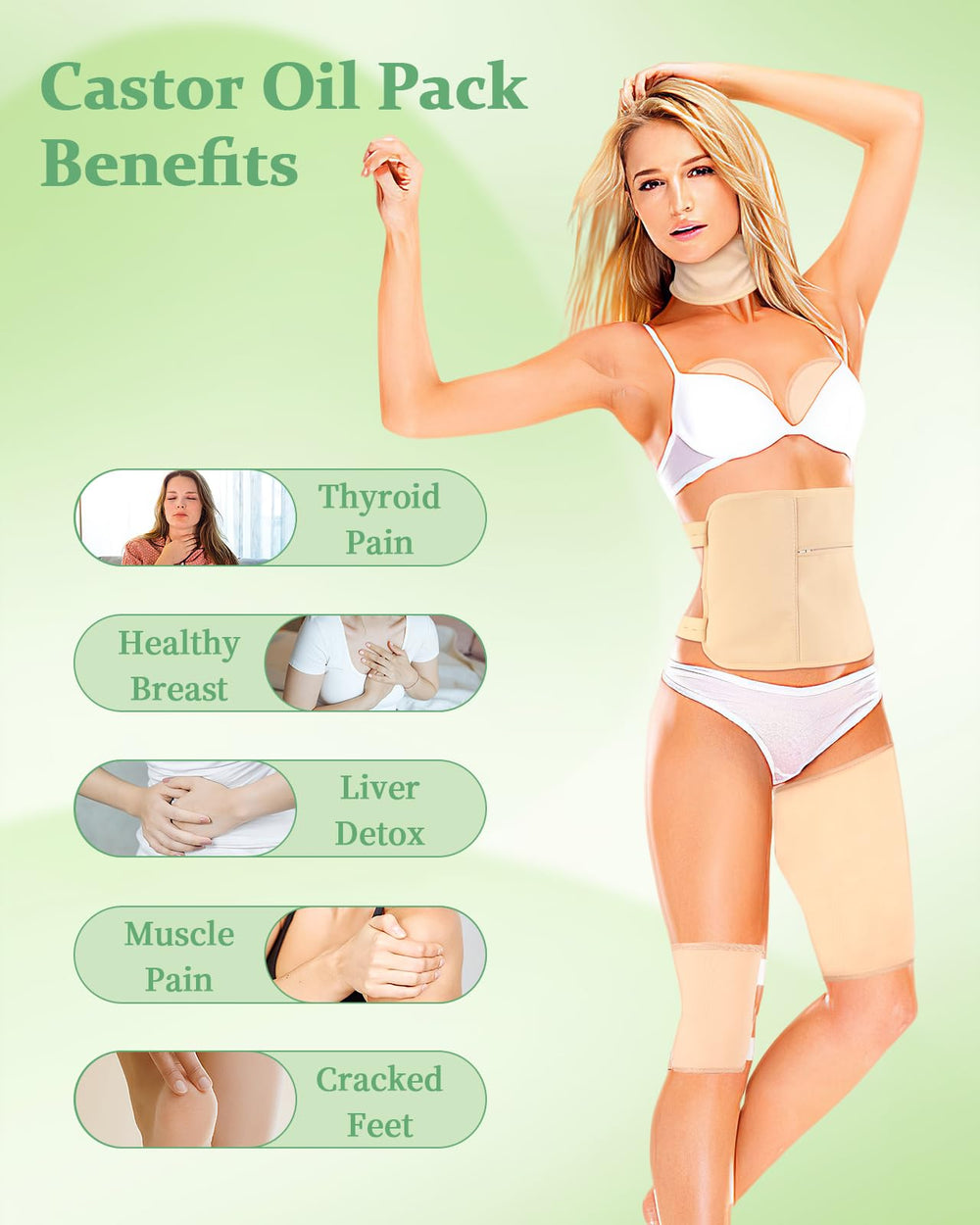 Texpot Castor Oil Pack Wrap chest left, skin-friendly inner layer protects during use