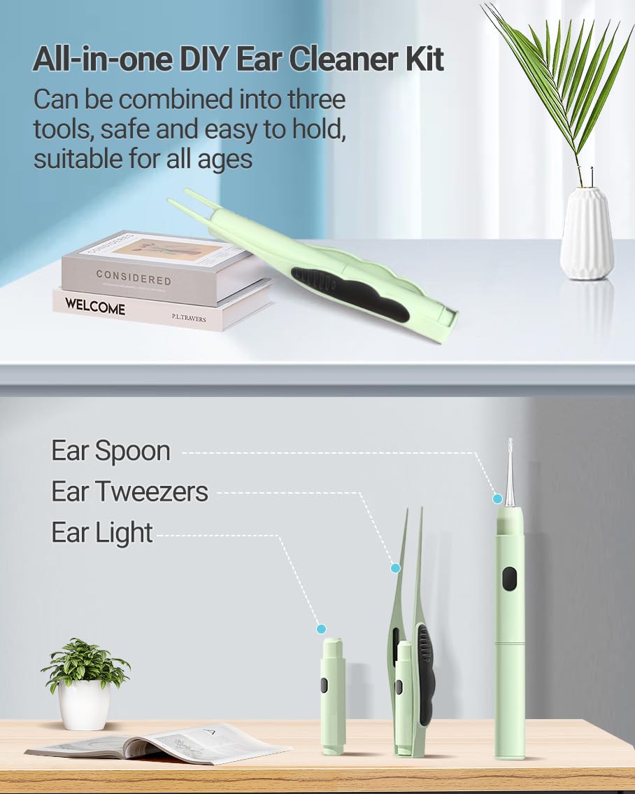 TEYIYES ear cleaning tools with LED light on pick and tweezers for visibility