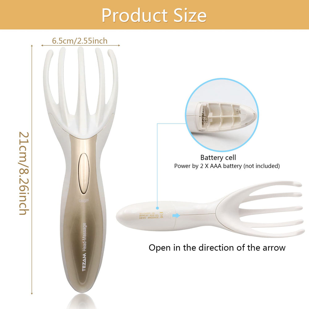 Tezam head massager ergonomic handle for easy use anywhere