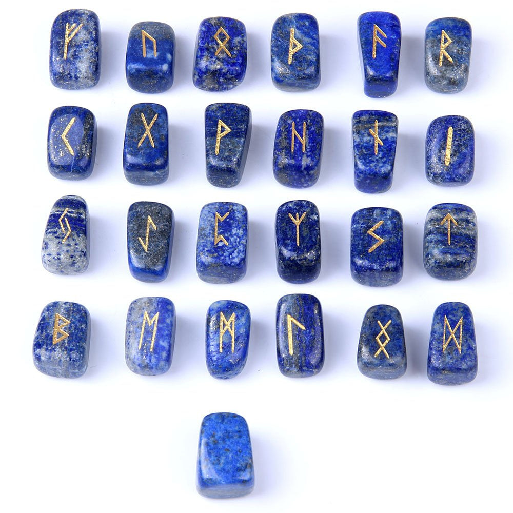 TGS Gems RN001 lapis lazuli rune stone closeup showing natural veining.