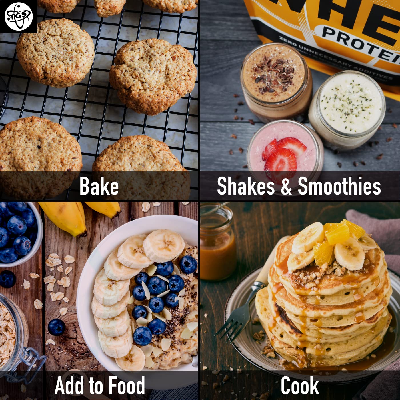 TGS Nutrition Whey Protein Unflavored added to oatmeal for a satisfying morning boost