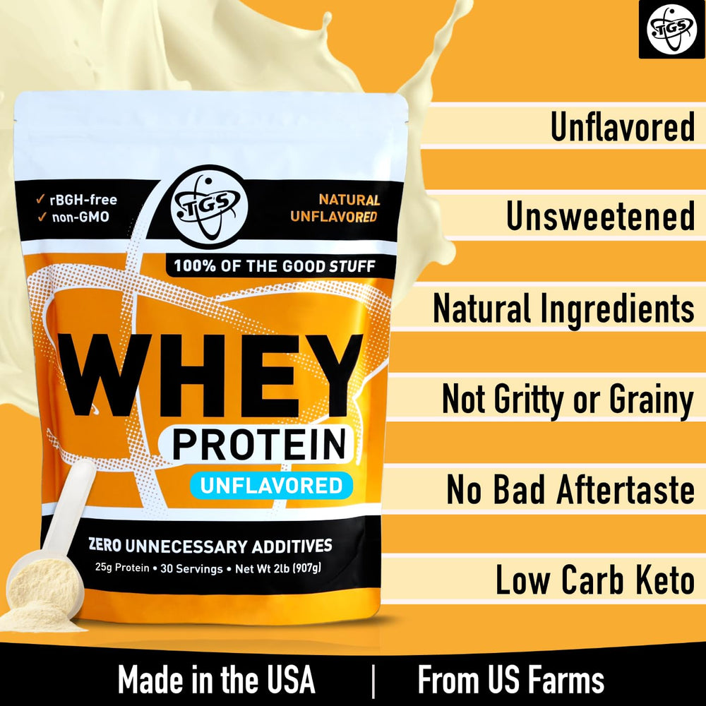 TGS Nutrition Whey Protein Unflavored in a shaker blends smoothly and clump-free
