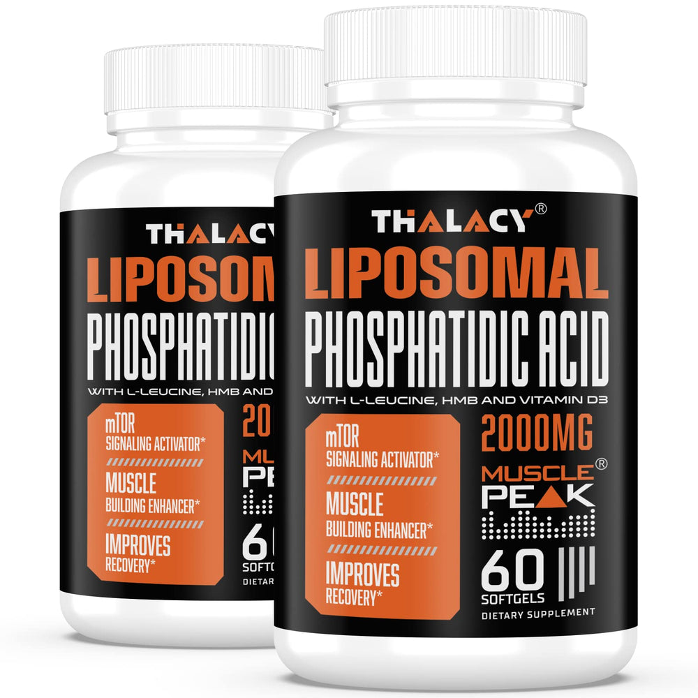 Thalacy 2000mg Liposomal PA bottle highlights high potency for muscle support