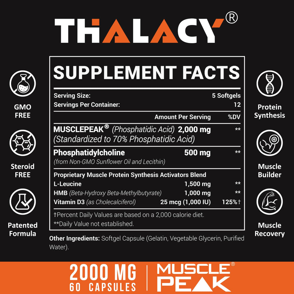 Thalacy 70% PA label highlights potency for targeted muscle support.