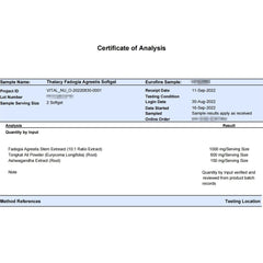 Thalacy Ashwagandha triple-effect formula shown on label for stress adaptation during training.