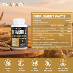Thalacy fermented wheat germ extract capsules close-up shows high spermidine content