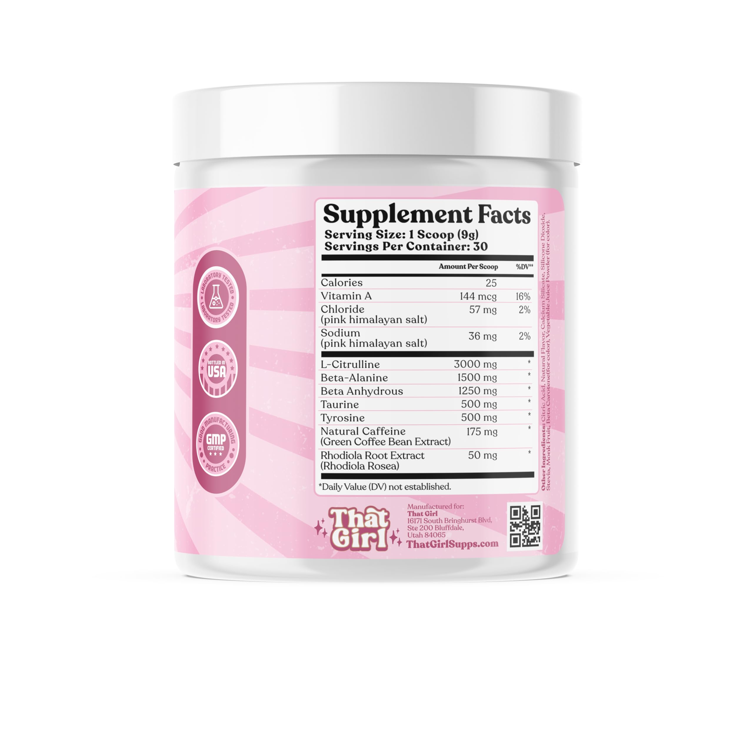 That Girl Pre Workout scoop and glass ready for a quick energy lift.