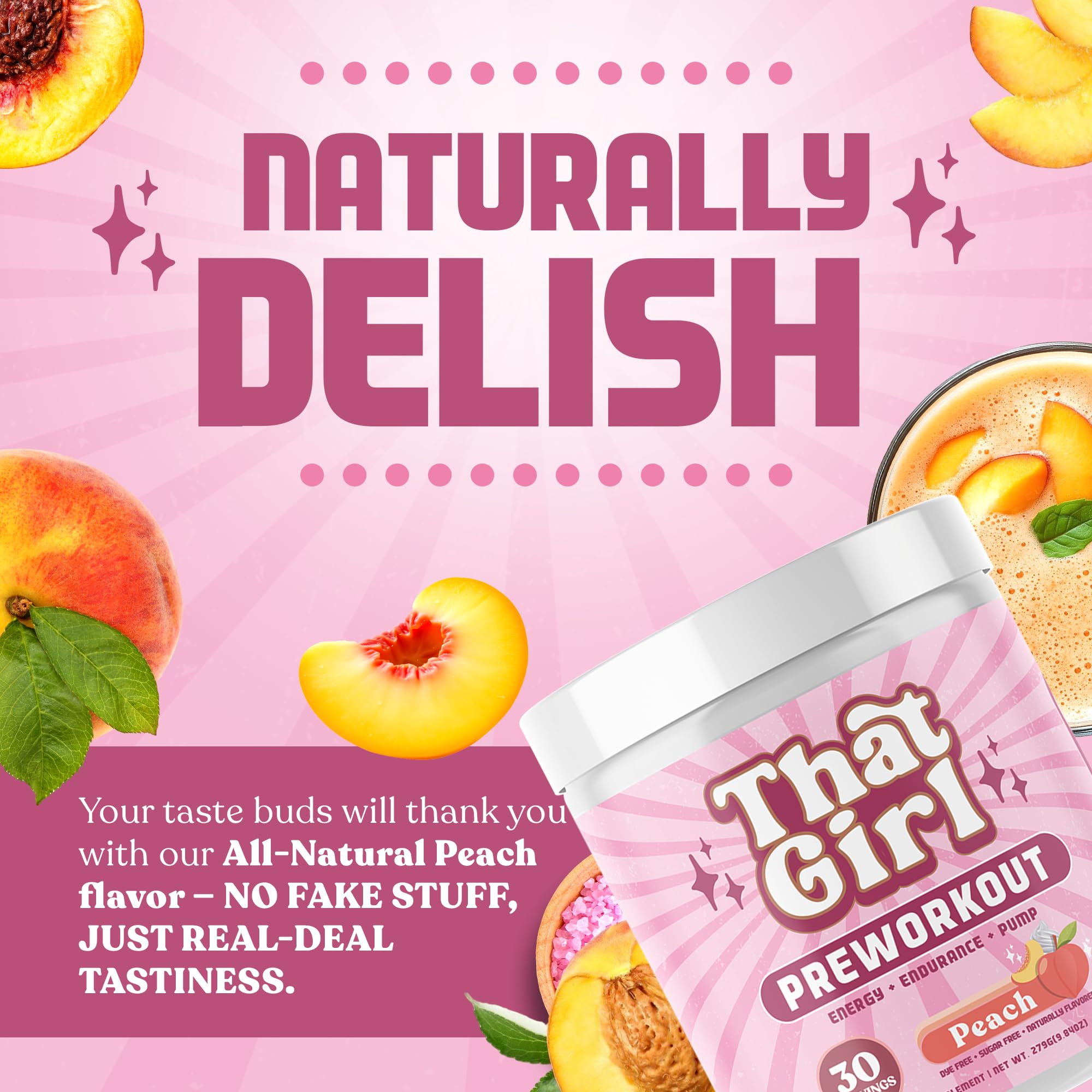 That Girl Pre Workout sugar-free formula without artificial flavors or colors.