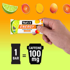 That's It Mango Lime Energy Mini Bars on-the-go use for workouts, study, or office breaks