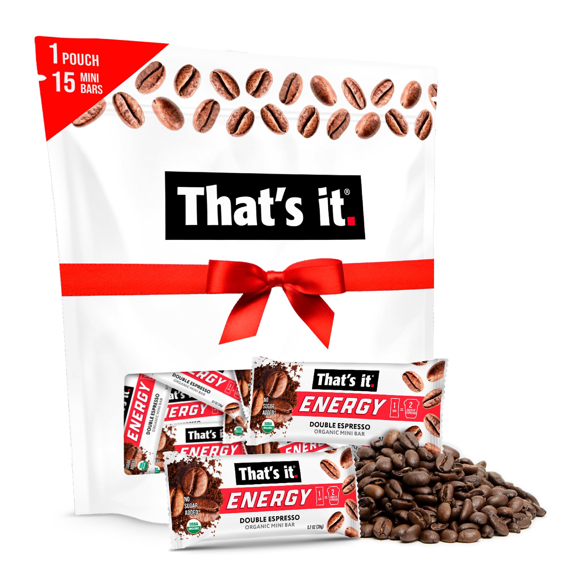That's it organic energy coffee mini bar with double espresso, convenient on-the-go snack.