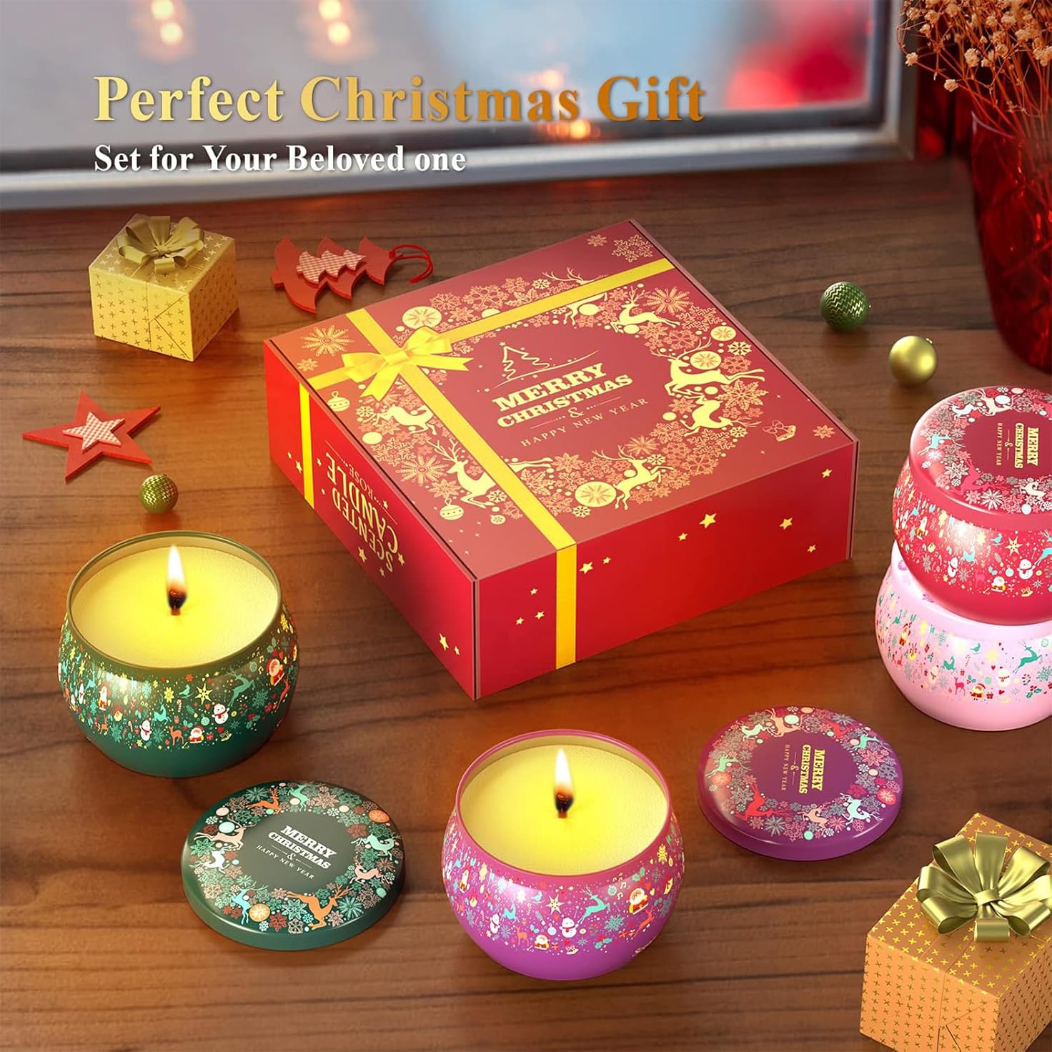 THAUSDAS Aromatherapy Christmas Candle gift set for holiday gifting