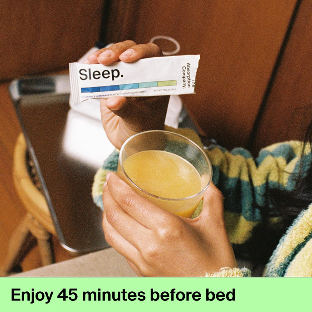 The Absorption Company Magnesium Bisglycinate Sleep Aid image emphasizes electrolyte support.