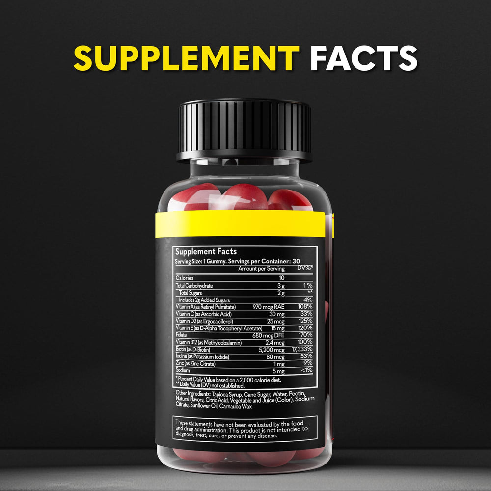 The Beard Club Biotin Beard Growth Gummies jar and spoon indicate precise daily servings