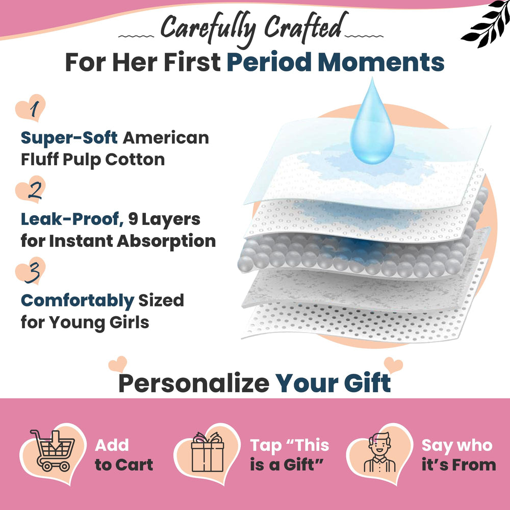The Bloom pads and liners are neatly organized for quick selection.