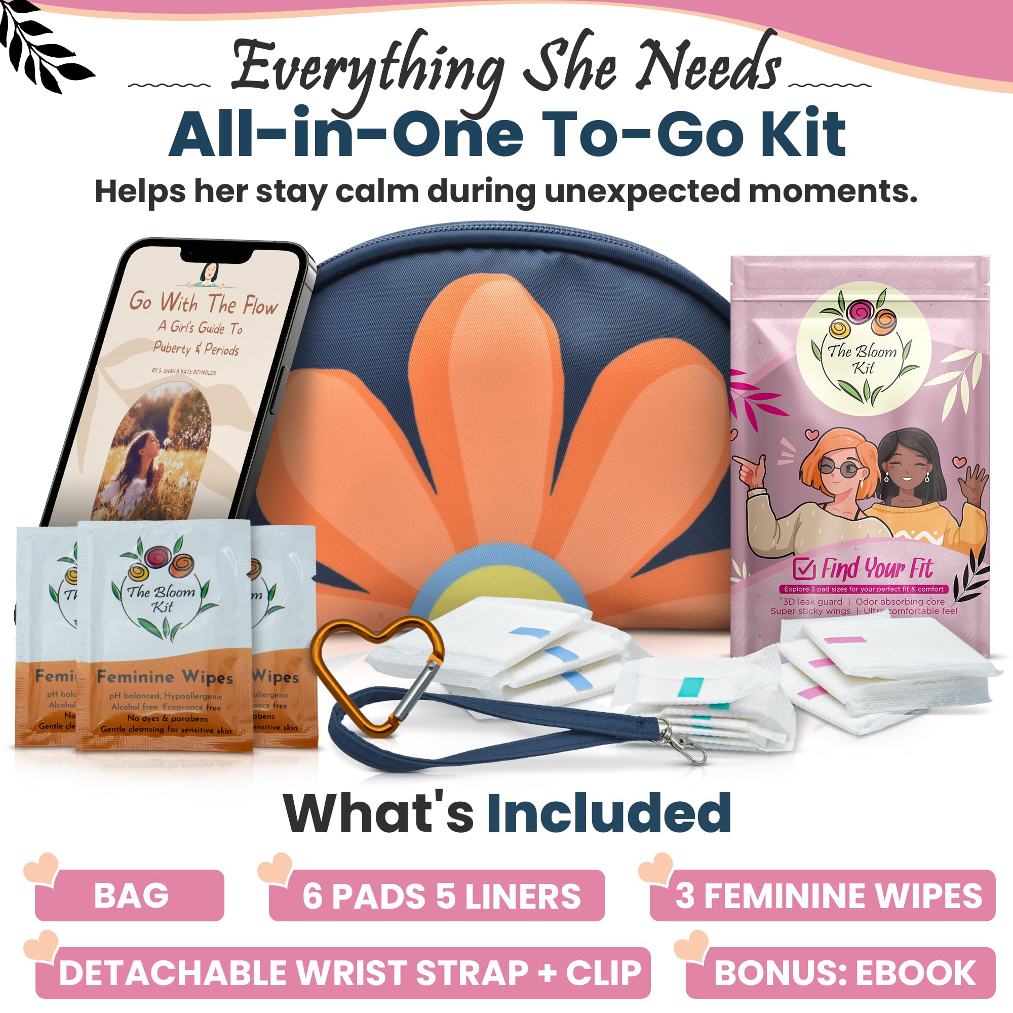 The Bloom educational eBook is open, guiding tween knowledge about periods.