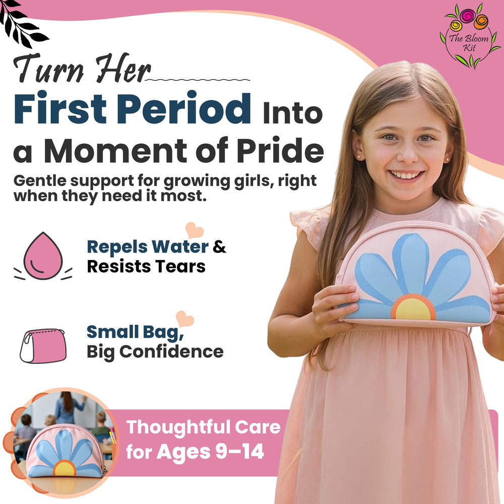 The Bloom pads and liners organized in the kit for daily comfort