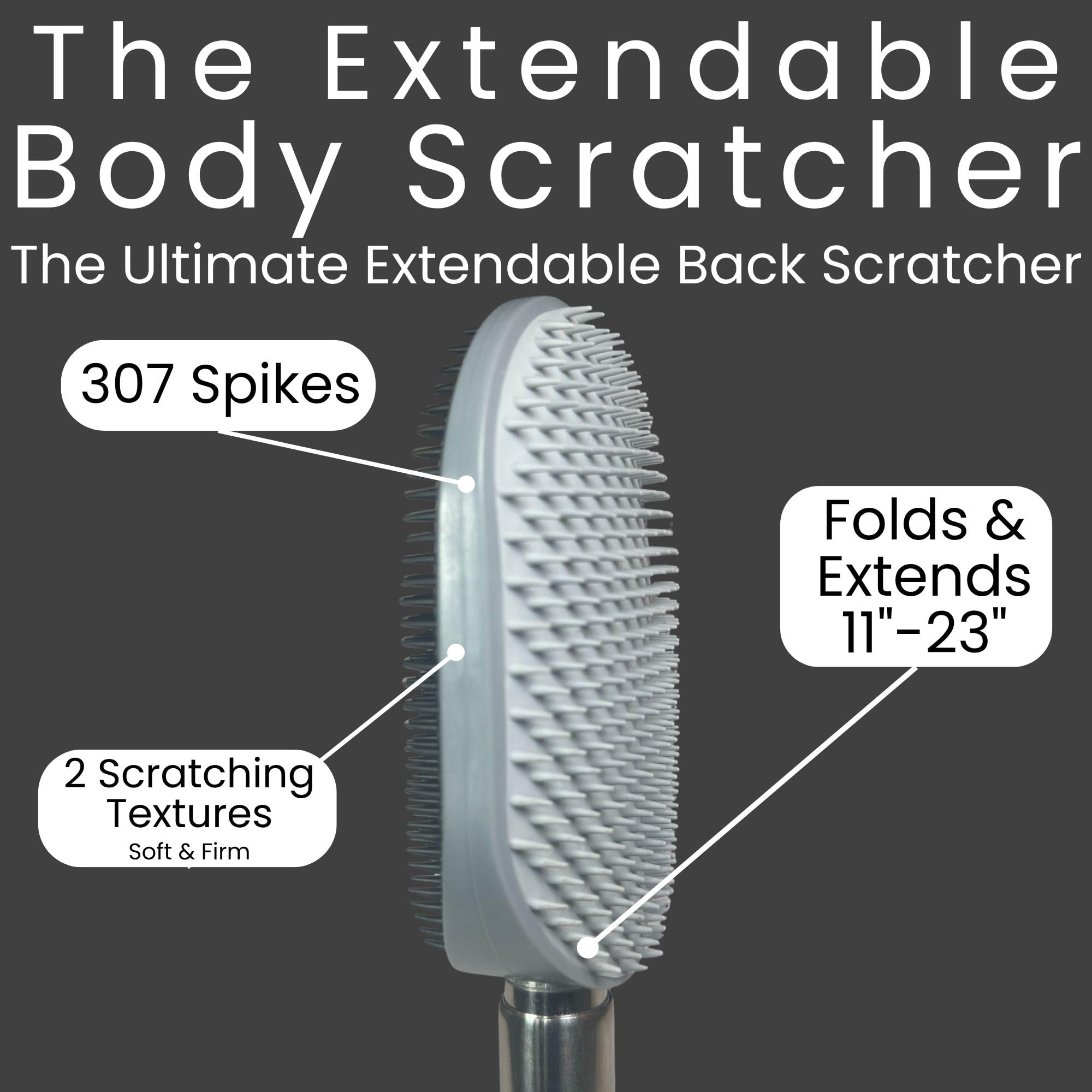 The Body Scratcher shows two heads for versatile skin comfort on different zones.