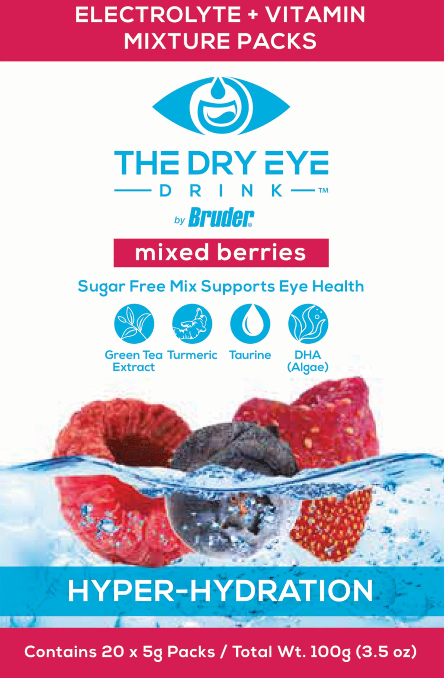 The Dry Eye Drink green tea turmeric DHA blend highlighting a wellness hydration boost