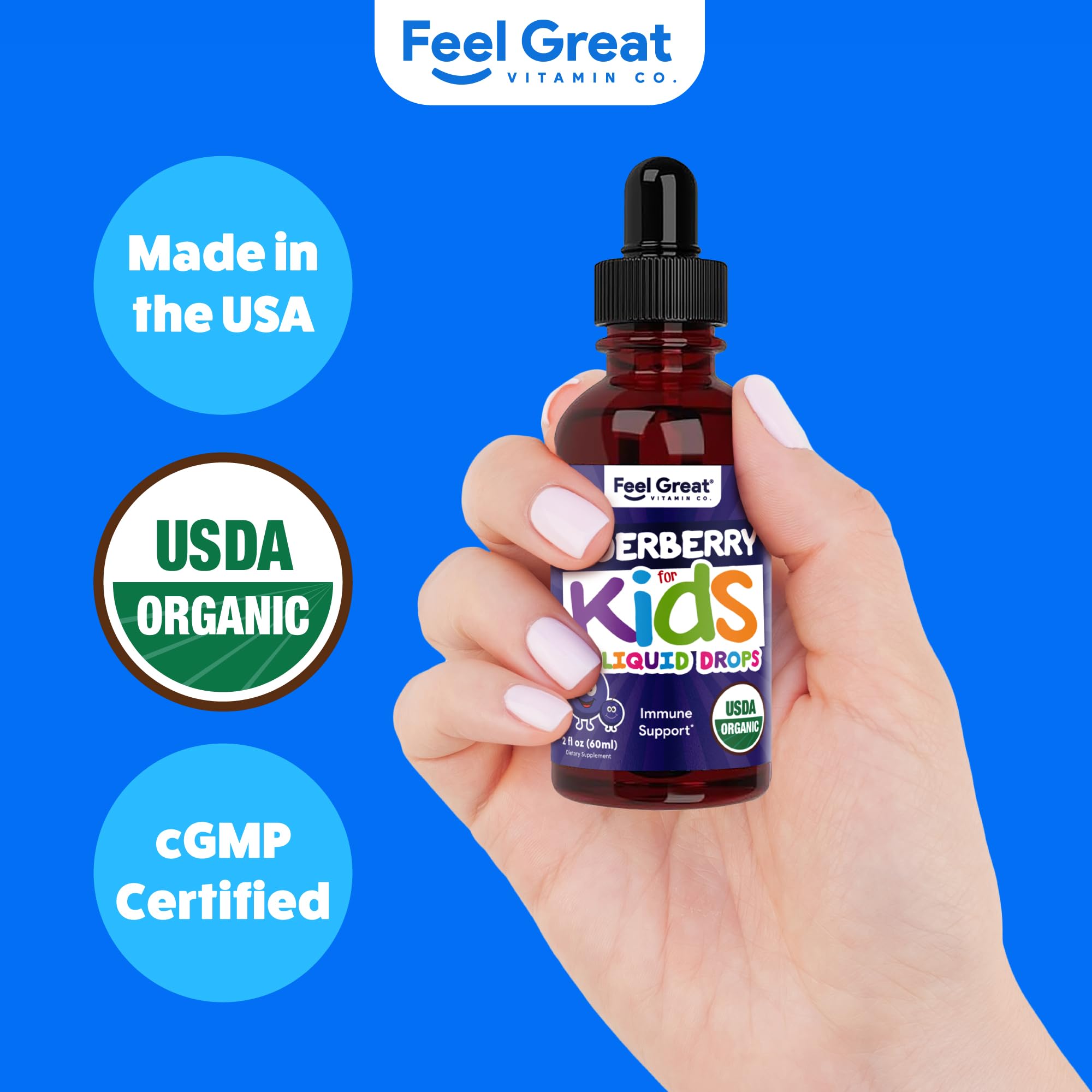 The Feel Great Vitamin Company travel-friendly 2oz bottle fits in bags