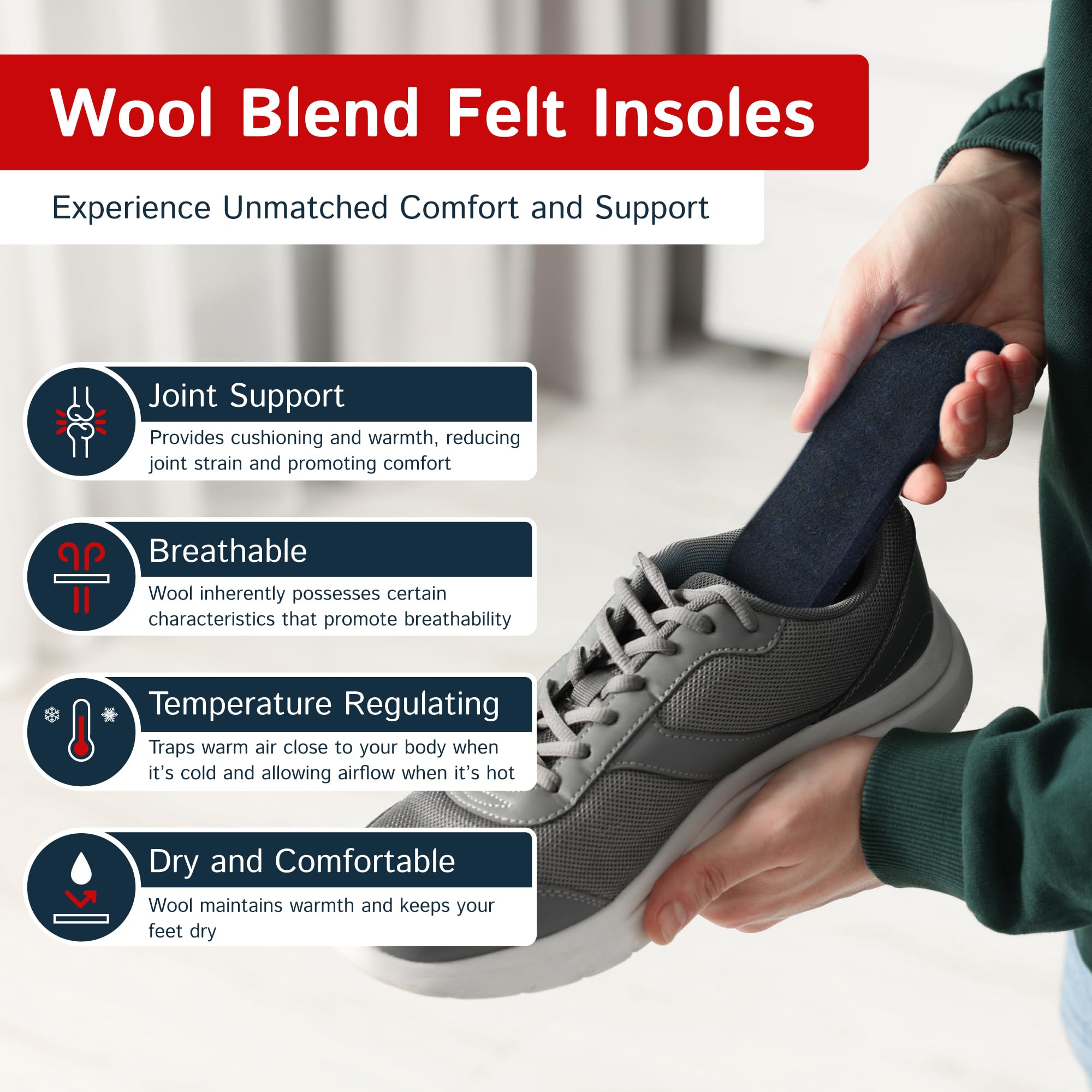 The Felt Store insoles deliver 8mm thickness for reliable support and flexibility.