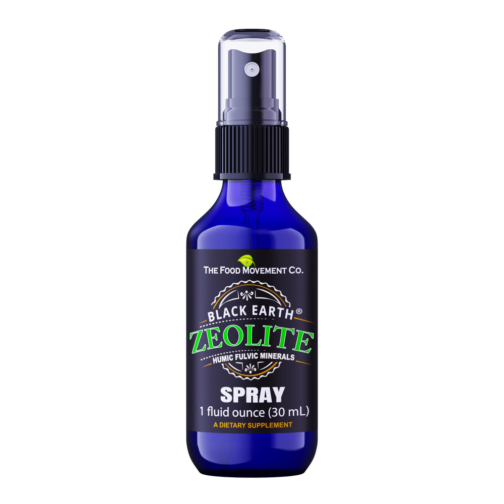 The Food Movement Co Black Earth Zeolite pump spray bottle for on the go wellness