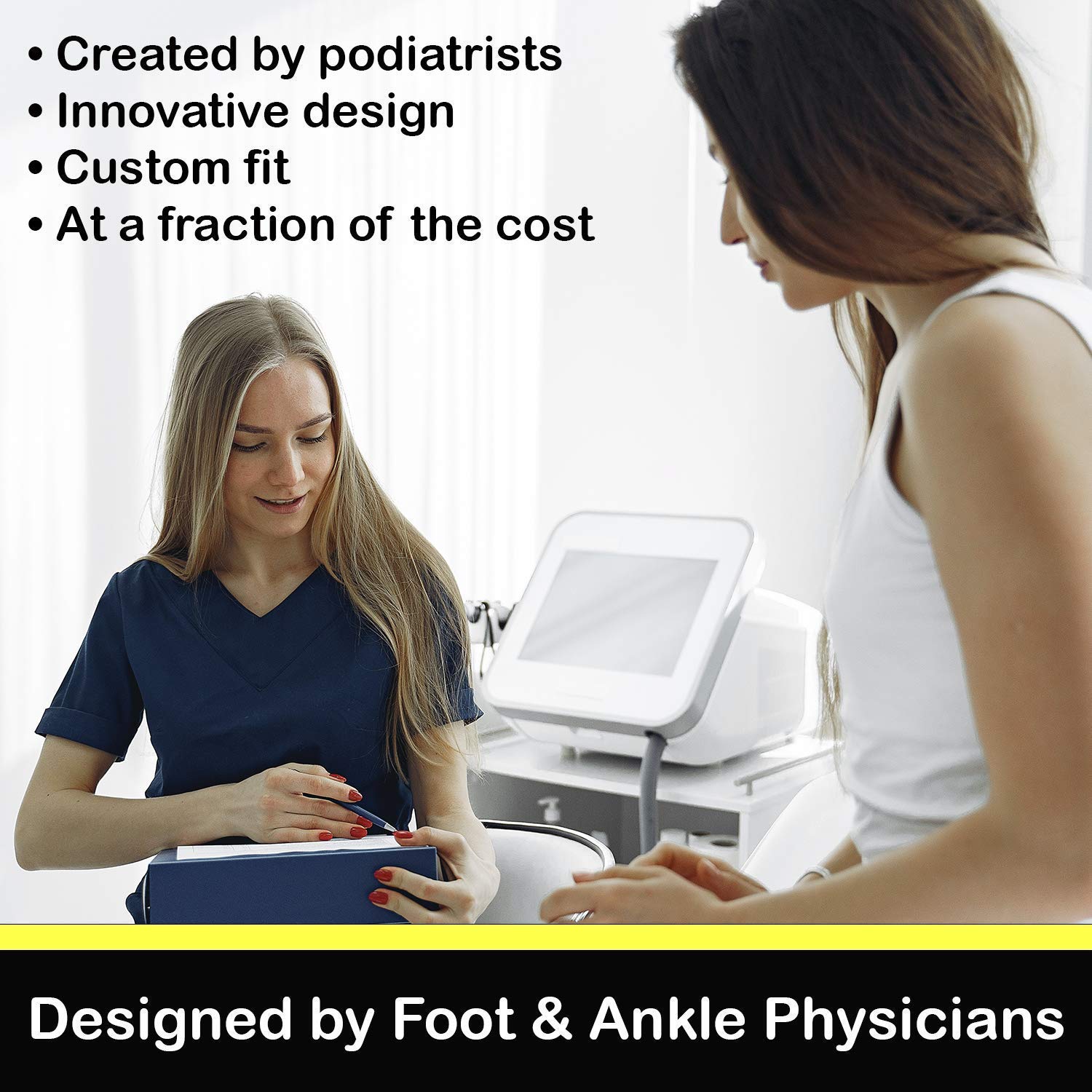 The Foot Chair adjustable arch-height feature allows personalized comfort in various shoes.