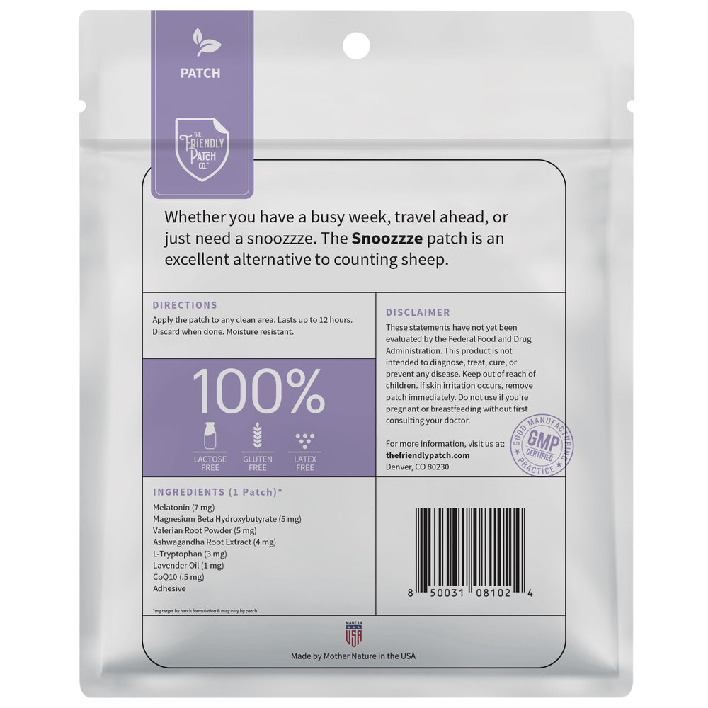 Snooze patch applied to the ankle for discreet, time-release sleep support