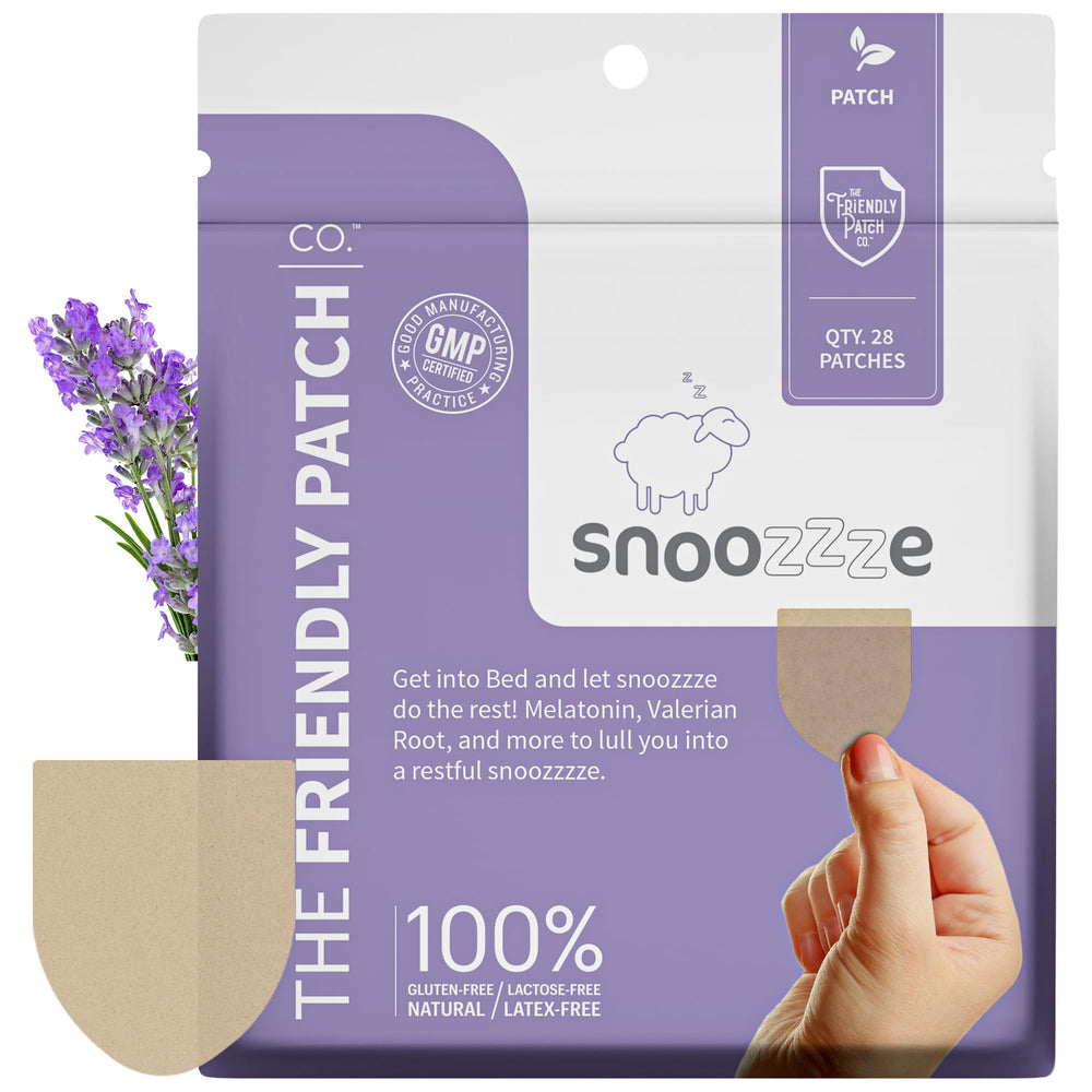 The Friendly Patch CO snooze patch on the wrist for gentle nightly support