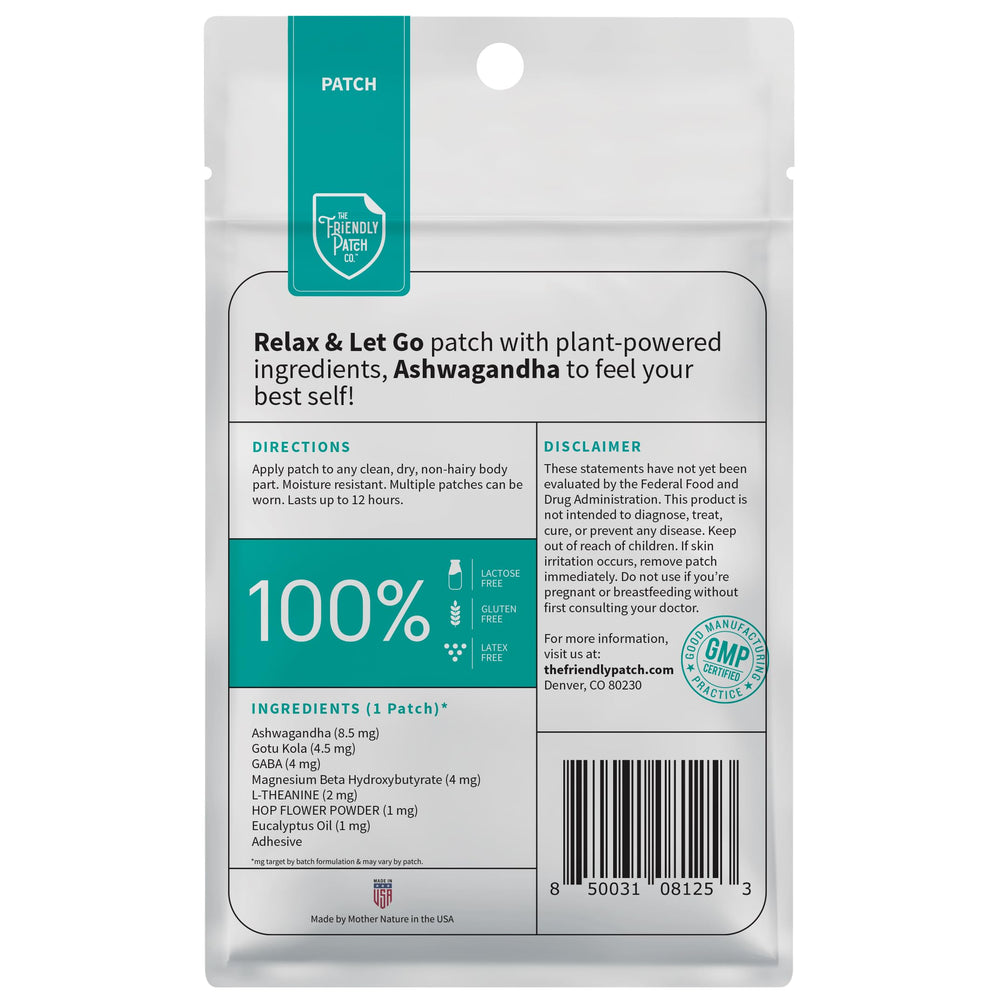 The Friendly Patch Relax patch on the back showing discreet wear