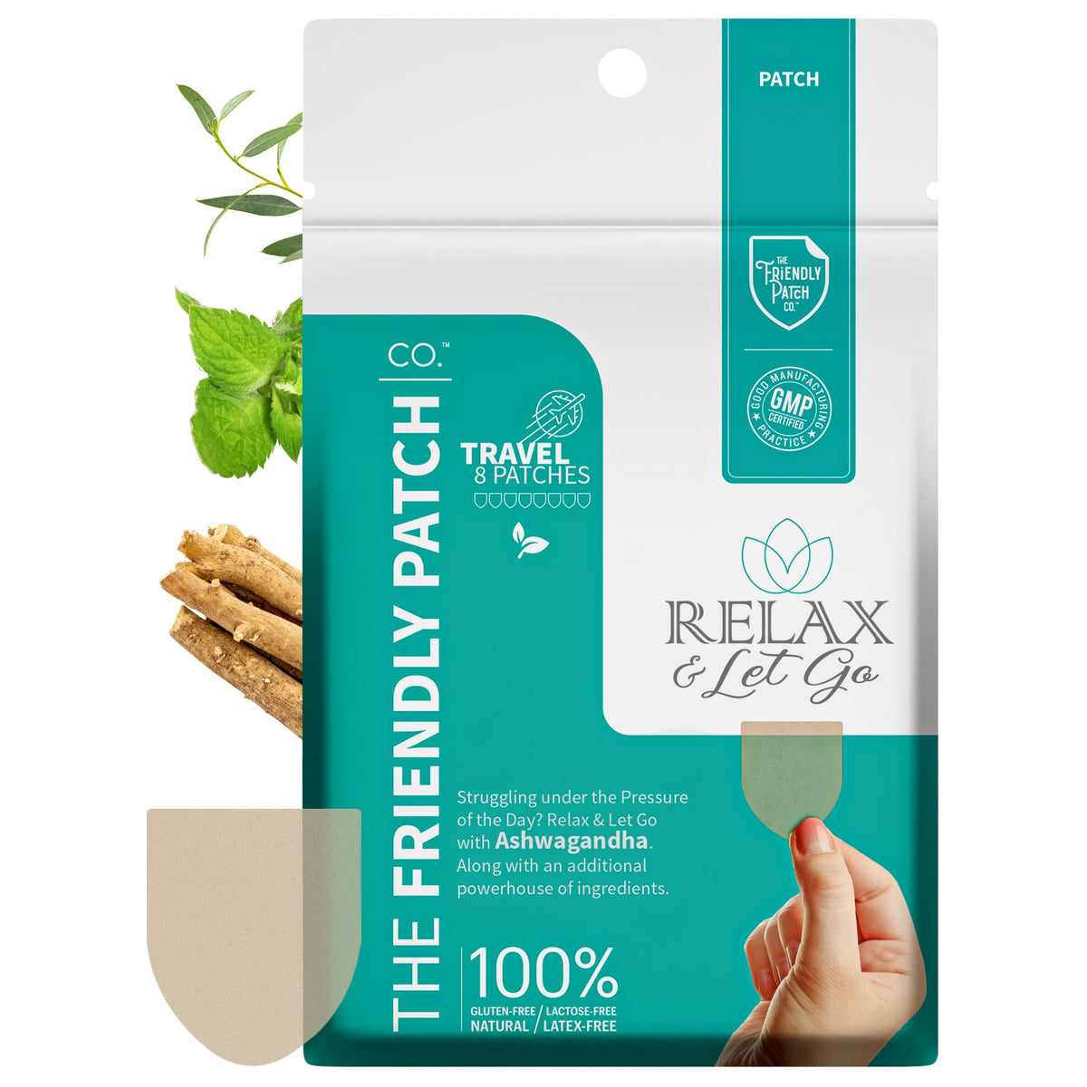 The Friendly Patch Relax patch on the wrist for daily calm