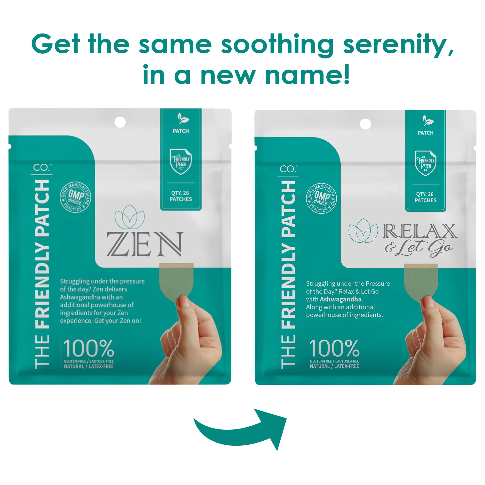 Relax & Let Go patch worn on the upper arm showing long wear