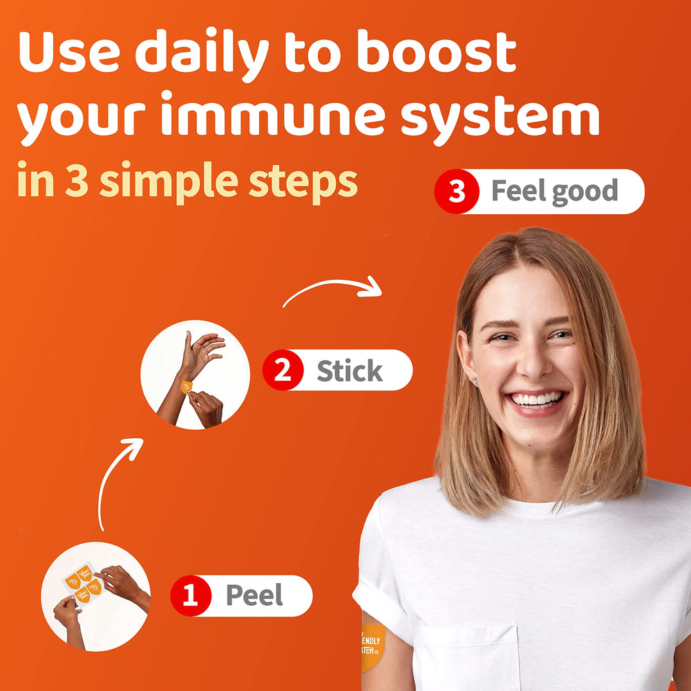 The Friendly Patch Shield Immunity Patch applied to skin adheres reliably over time