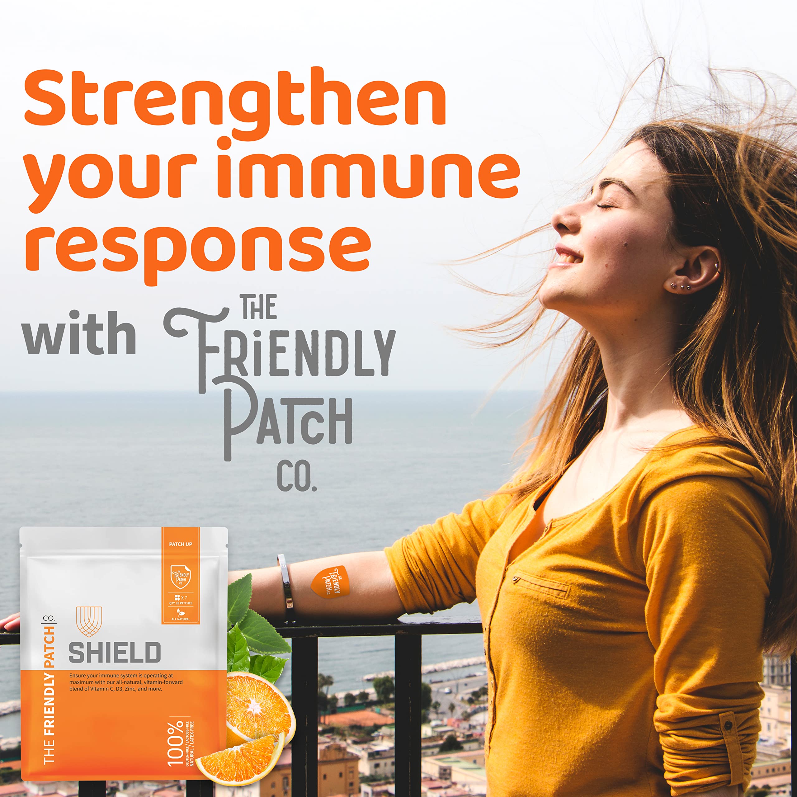 The Friendly Patch Shield Immunity Patch delivers Vitamin D3, C and Zinc via transdermal delivery