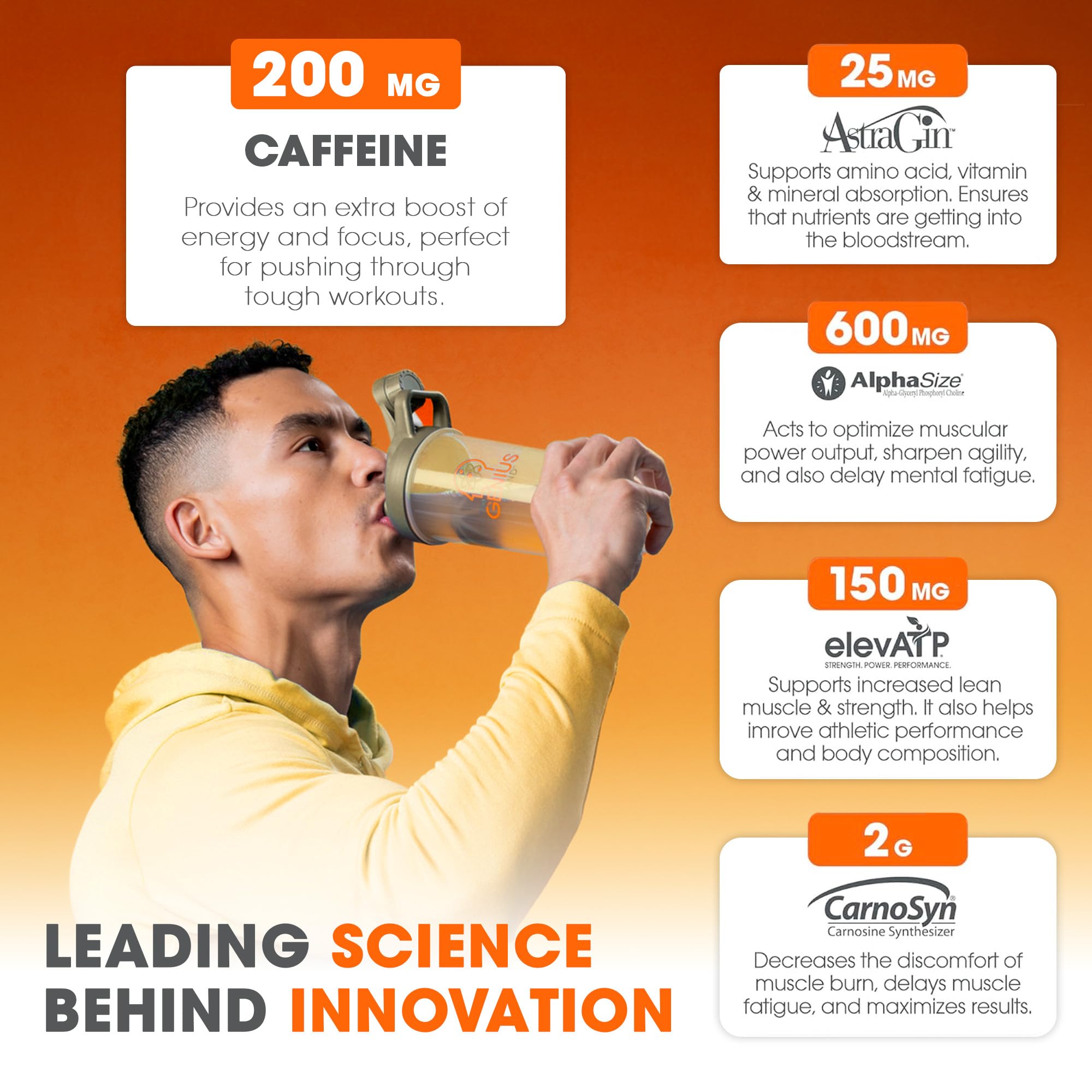 Genius Energized pre-workout mixed with water to reveal a clean energy lift.