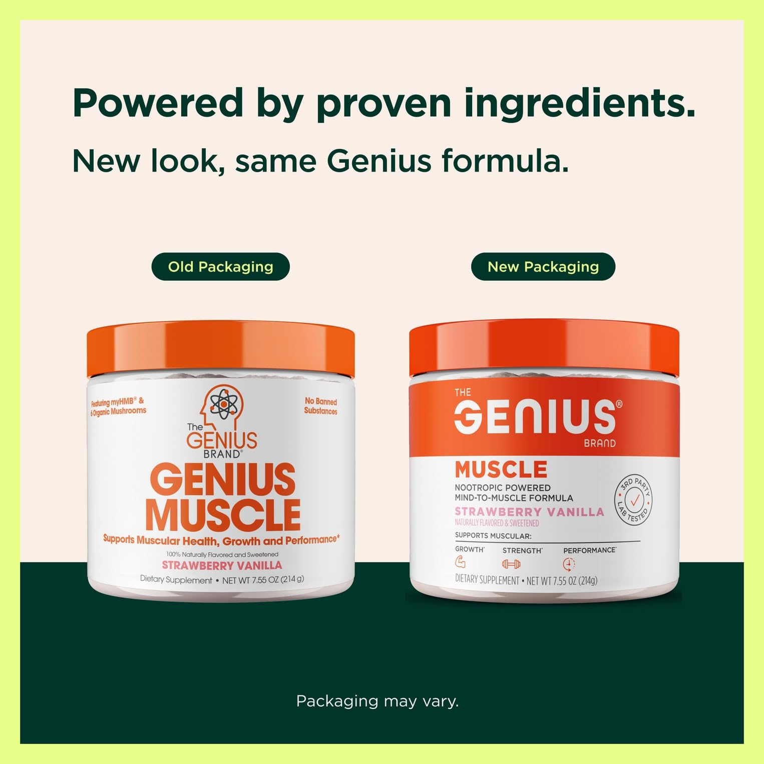 Genius Muscle bottle nutrition label highlighting ingredients
