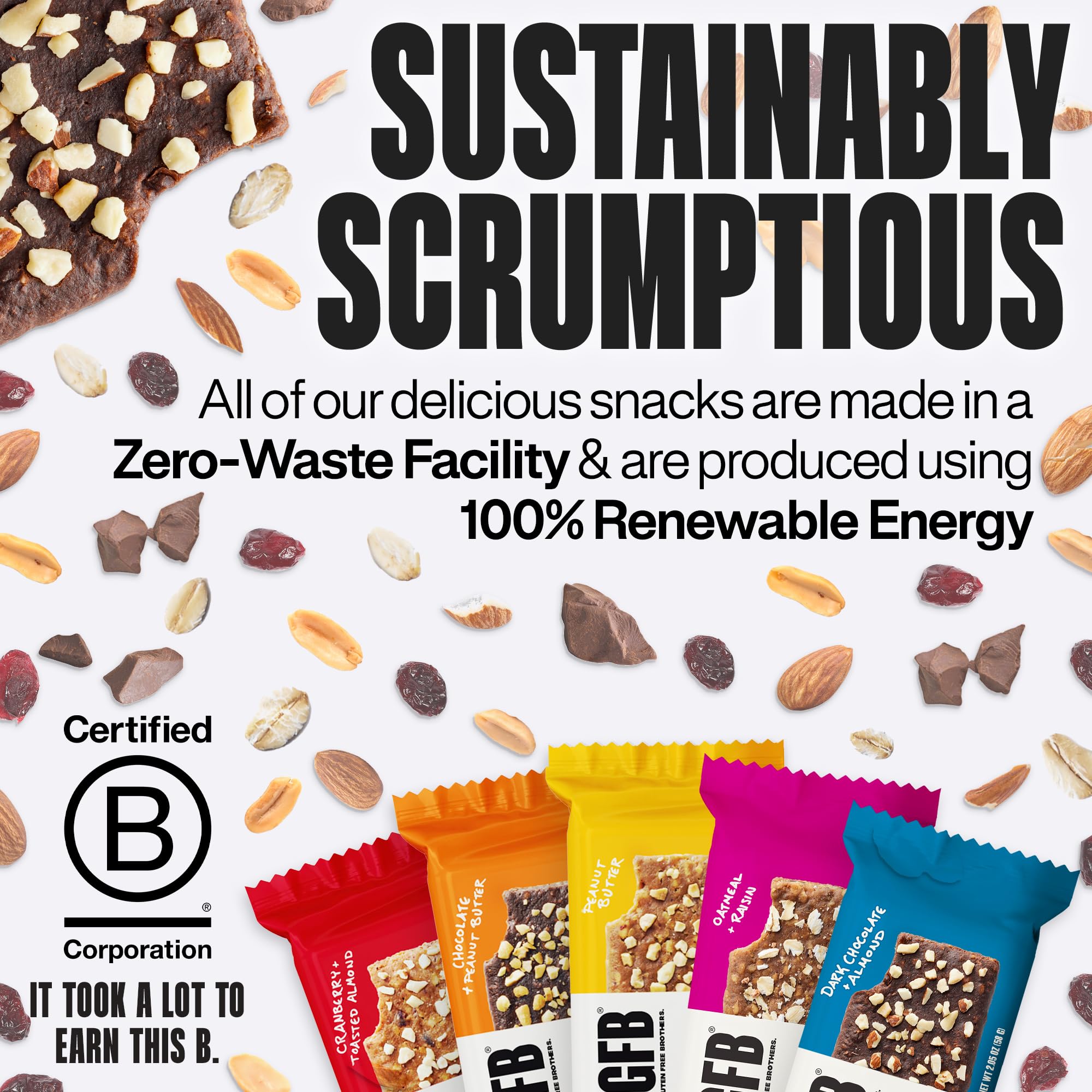 The GFB bars in a gym bag illustrate portable snacking options.