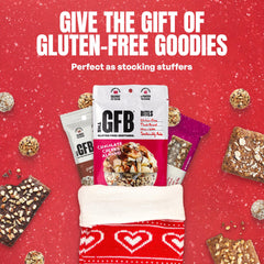 The GFB chocolate peanut butter bar halves reveal creamy center.