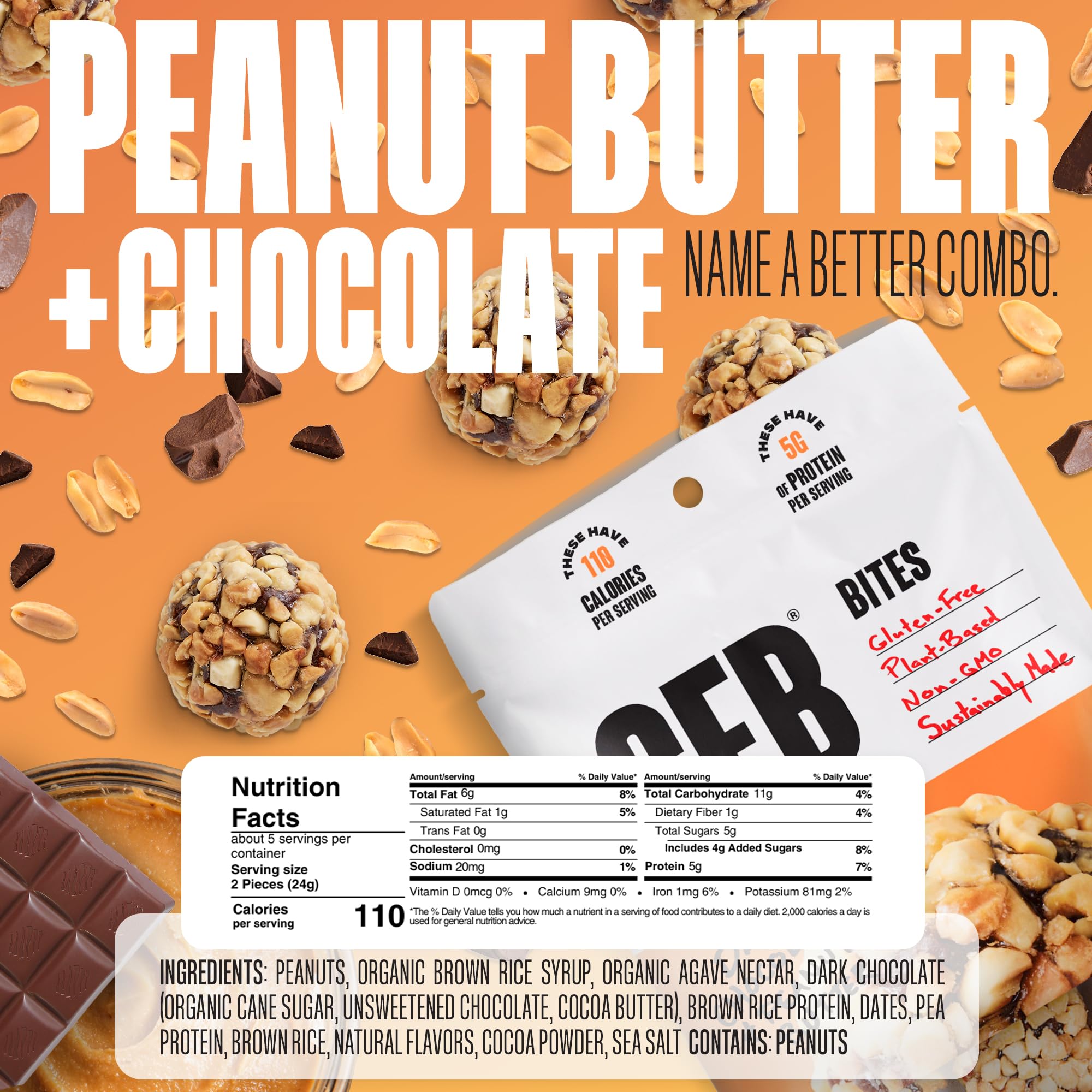 The GFB Dark Chocolate Peanut Butter Bite rich chocolate and peanut butter combo.