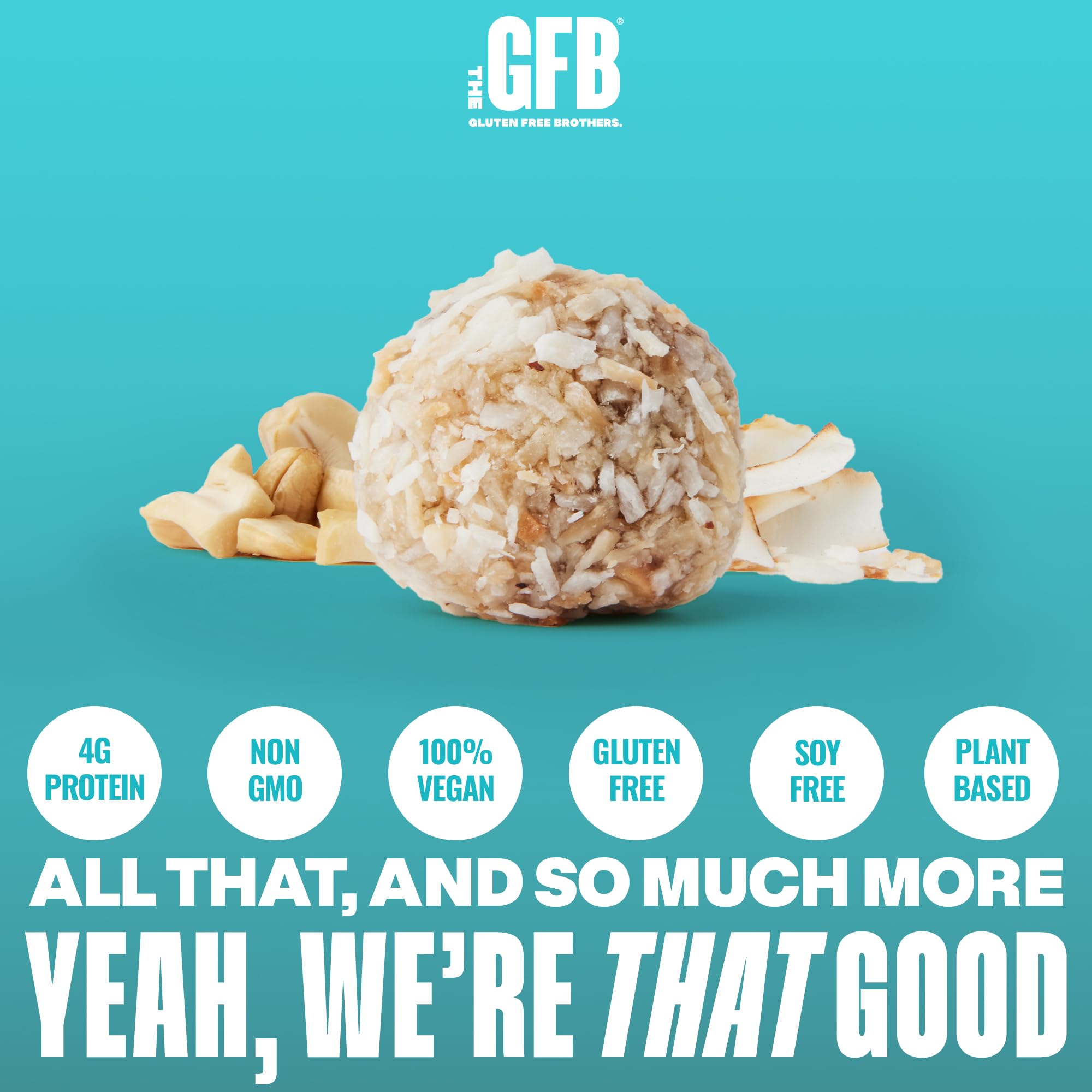 The GFB Gluten Free Bites, certified gluten free and vegan snack option.