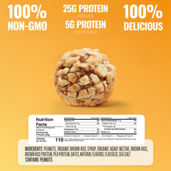 Outside view shows dry roasted peanuts on bites, a protein-packed on-the-go snack.