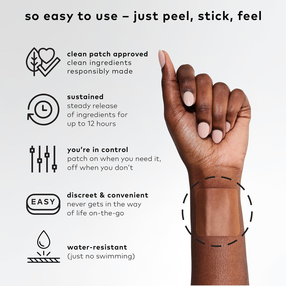 The Good Patch B12 Awake Patch applied on the wrist for discreet wear.