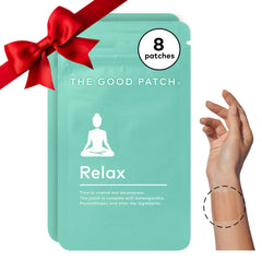 The Good Patch Relax patch worn on the wrist for discreet calm and focus