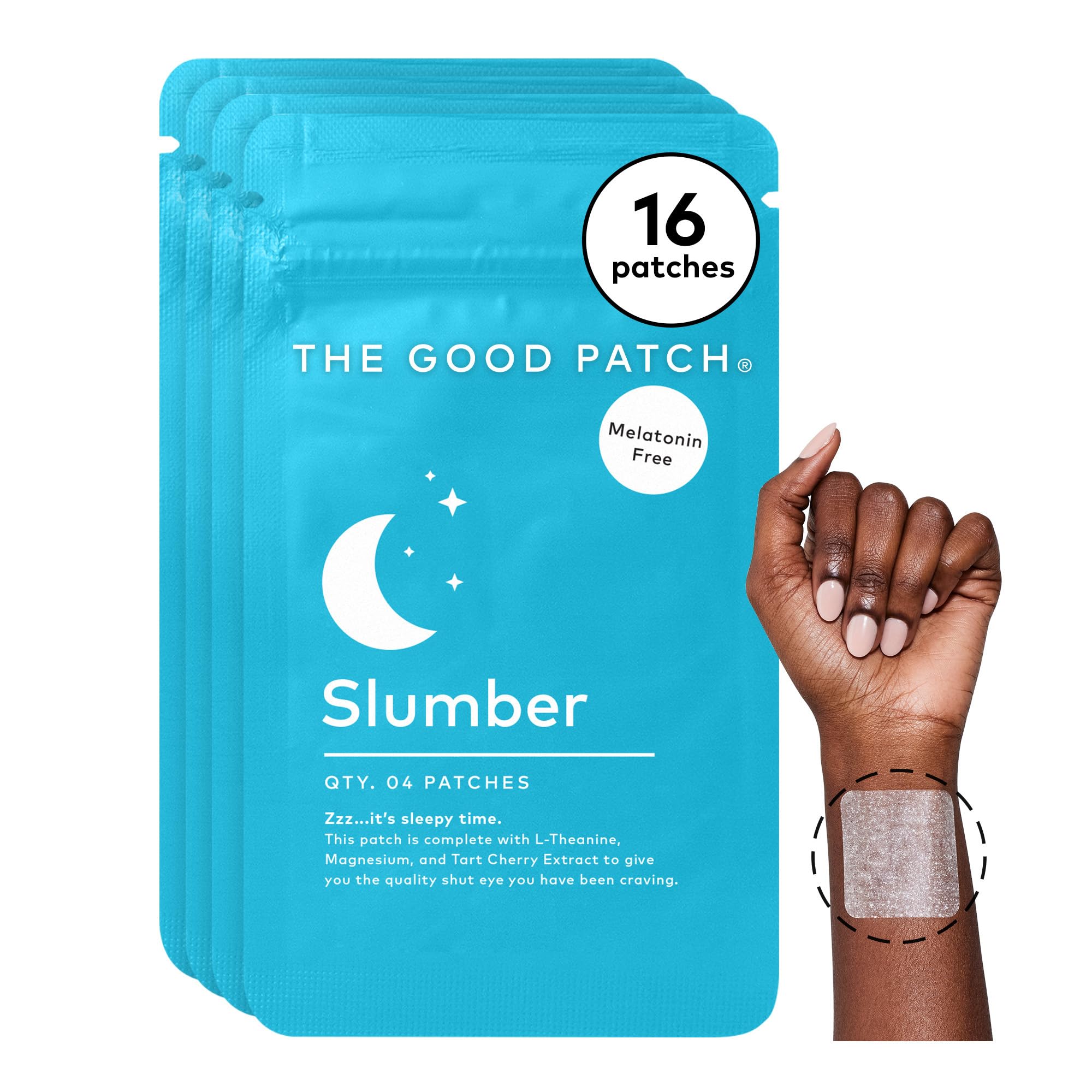 The Good Patch Slumber patch on the arm for restful nighttime support.