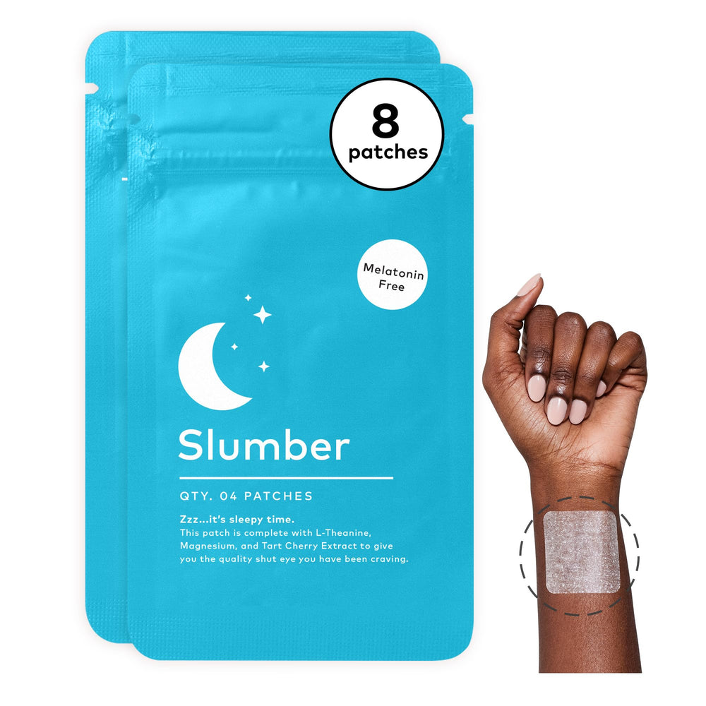 The Good Patch Slumber patch on the arm for a convenient bedtime routine