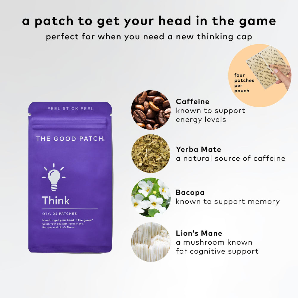 The Good Patch Think resealable pouch ready for on-the-go use.