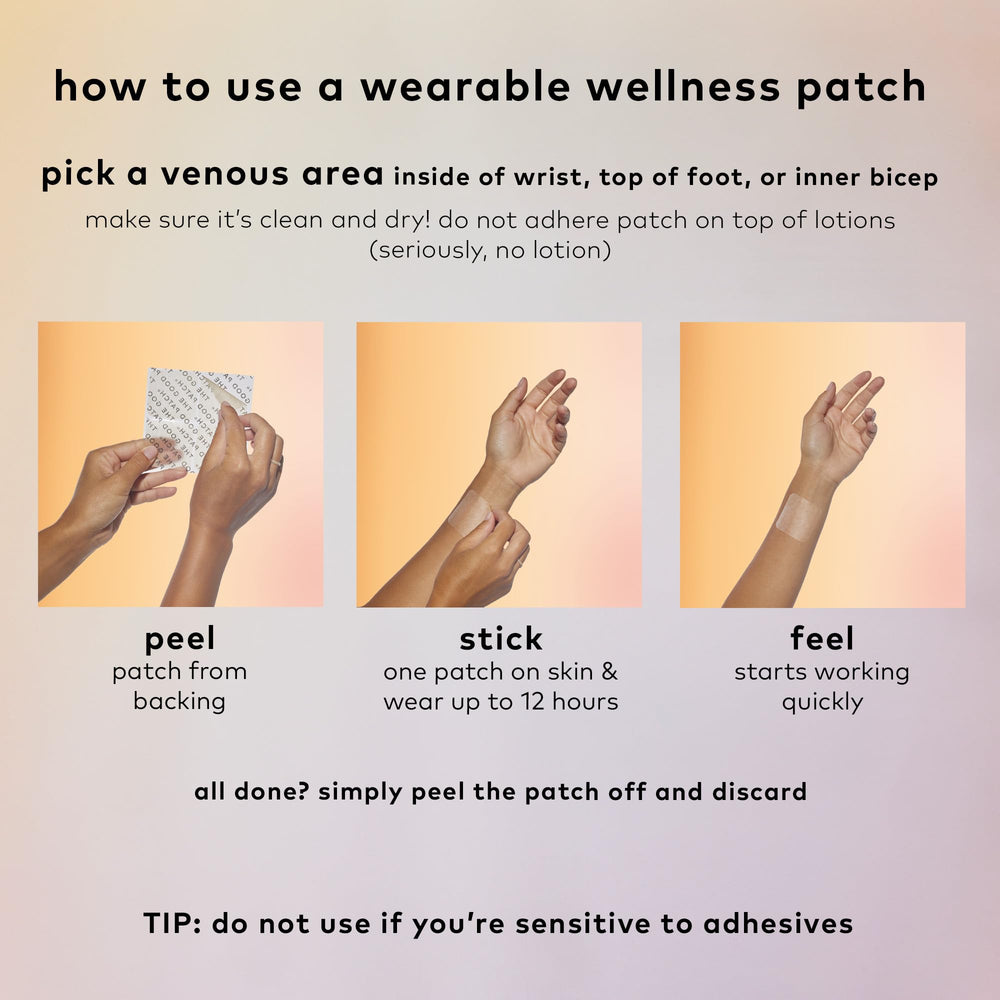 The Good Patch Think wrist wear-time illustration showing up to 12 hours.