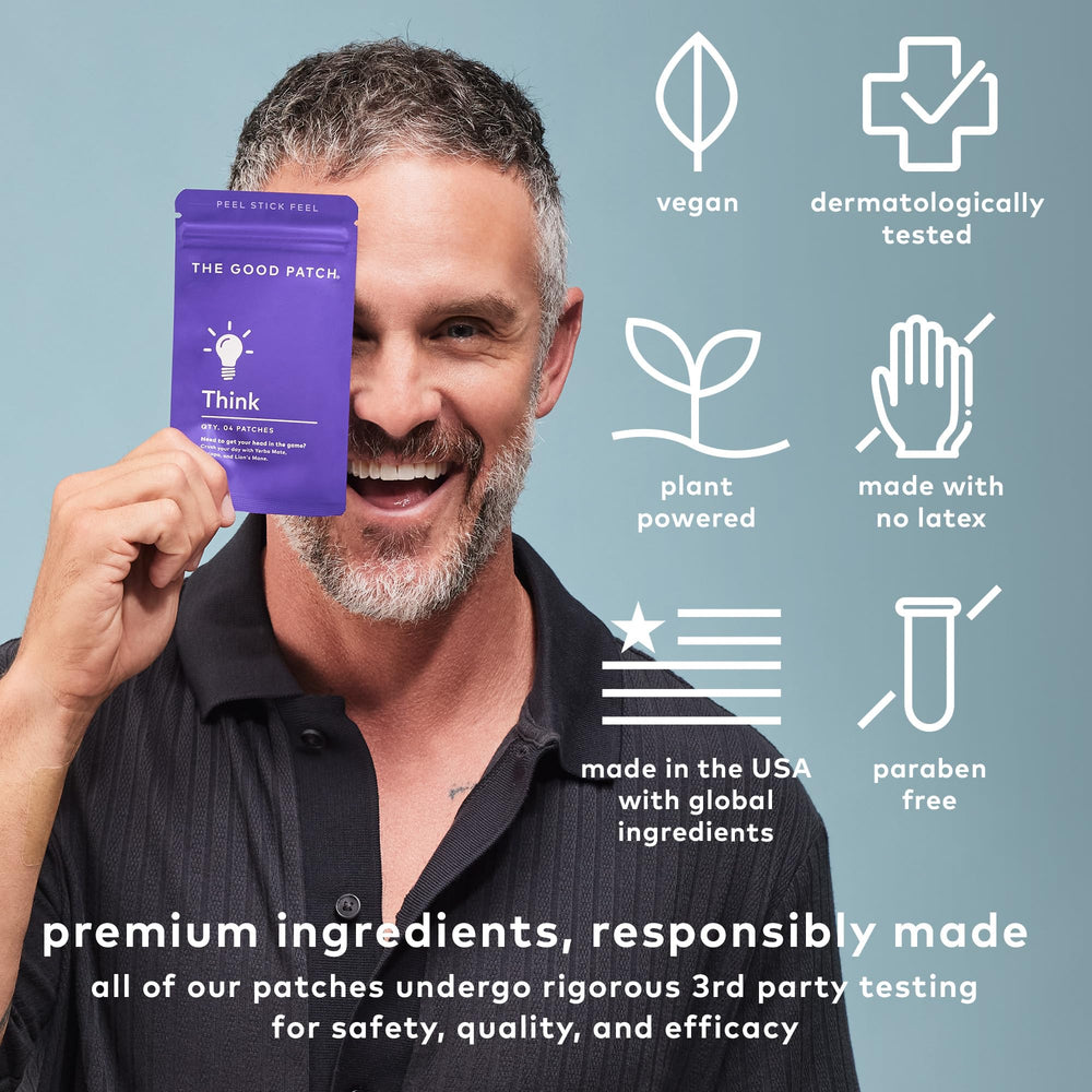 The Good Patch Think close-up highlighting Yerba Mate ingredients.