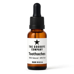 The Goodbye Company organic clove toothache relief oil bottle for natural tooth comfort
